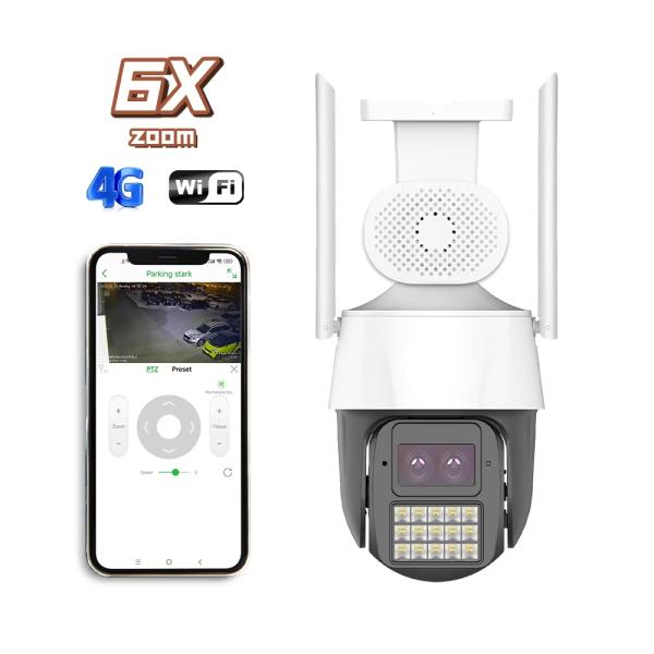 Smart AI HD 4MP 360 Ptz Camera 4G Smart AI HD 1080P 360 Ptz Camera Dual Lens Night Vision CCTV 4G PTZ Camera