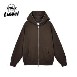 Winter Heavy Zip Up Cotton Hoodie Custom Embroidery Joggers Sweatshirts