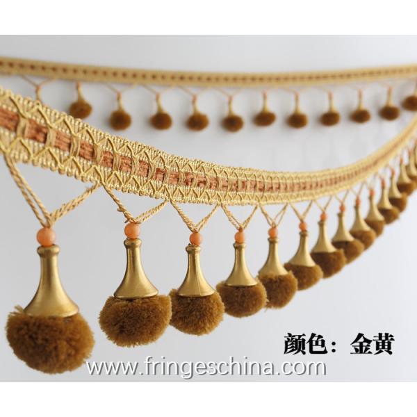 Machine producing OEM wholesale beautiful fabric drapery trimmings beaded pom pom fringes