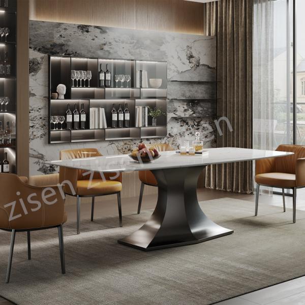 Buy Pendulum Craft Ceramic Marble Dining Table Graceful  Metal Pedestal at wholesale prices