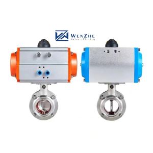 China Sanitary Silver Stainless Steel 304 316 Pneumatic Welded/Clamp Butterfly Valve 3A on sale