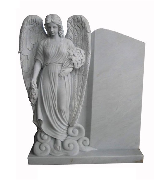 Buy American style white marble standing Angel statue headstones at wholesale prices