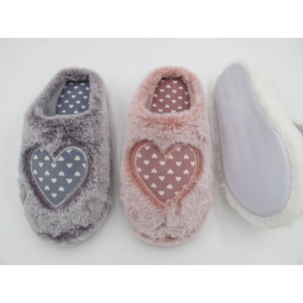 Warm Comfortable Womens House Slippers With Trims On Top Memory Foam Sock