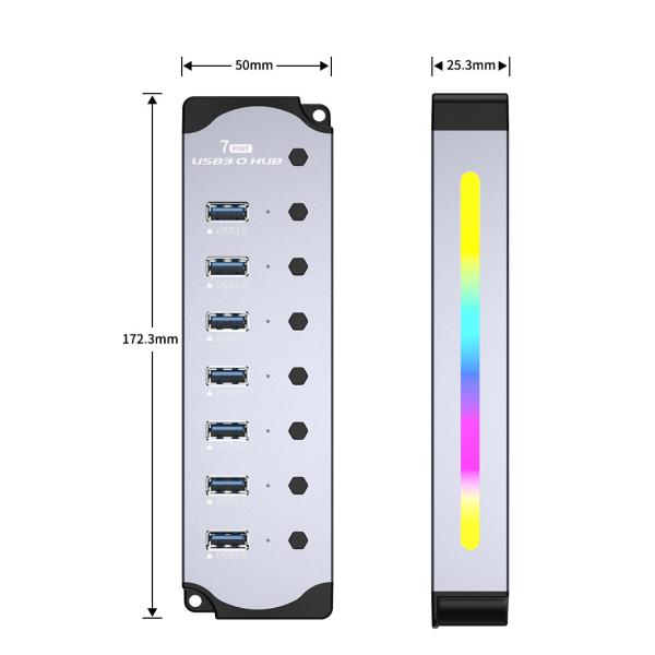 Customized Logo Accepted Speed USB 3.0 Hub with 7 Ports and Aluminum Alloy Design
