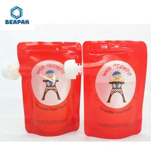 Plastic Stand Up Fruit Juice Beverage Custom Spout Pouches