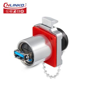 CNLINKO BD24 Metal Circular Data Connector USB Plug Waterproof USB 3.0 Connector