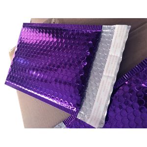 Poly Glossy Purple Metallic Bubble Mailers With Self Sealing