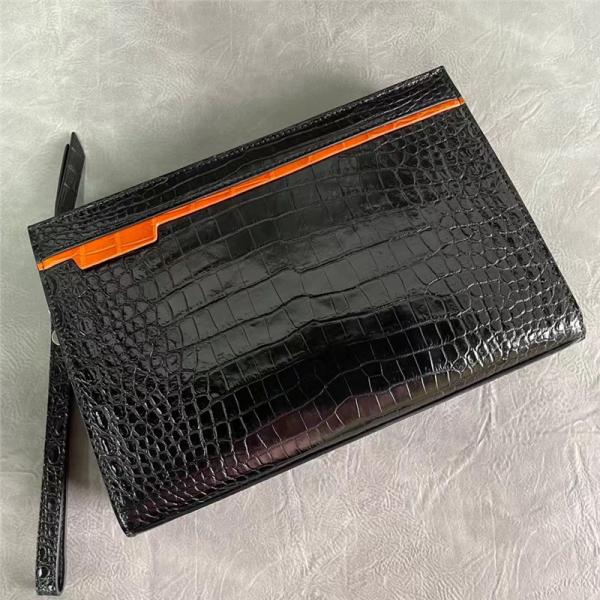 Authentic Crocodile Skin Businessmen Envelop Clutch Wristlets Purse Genuine Alligator Leather Male Large Card Holders