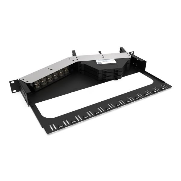 Rongbang RBTX-PP04 1U High Density Frame Hybrid Fiber & Copper Angled Modular Panel for Data Center Enterprise Network