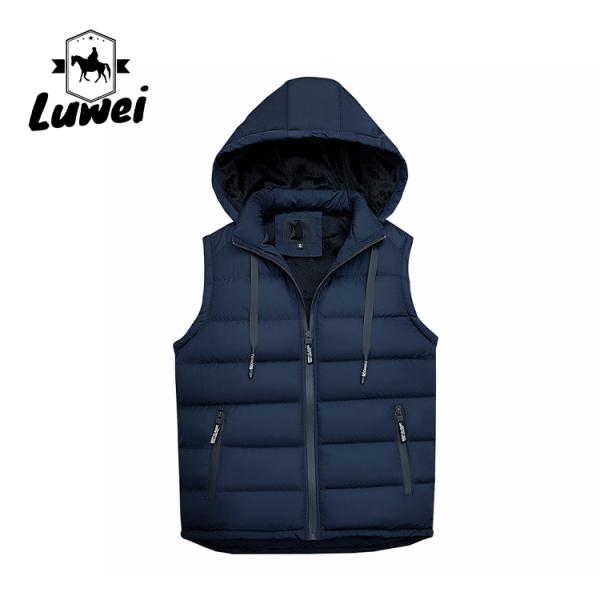 Wholesale High Quality Customization Sleeveless Utility Cotton Hooded Man Oversized Knit Down Vest For Men Sale