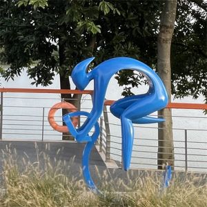 Ride Bicycle Painting Outdoor Garden Sculptures Art Metal Colorful