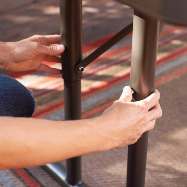 Outdoor Furniture 6ft Rectangular Picnic Table with Umbrella Hole and Folding Chairs