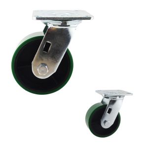5x2 Inch Dark Green Polyurethane 400kg Swivel Trolley Wheels