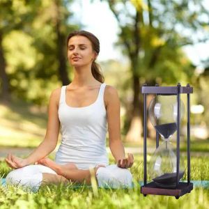 Black 30 Minute Hourglass Sand Timer Custom Logo For Business Gift