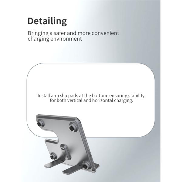 Aluminum Alloy Black Holder Wireless Charger Bracket Fast Charger For Phone/Earphone/Iwatch