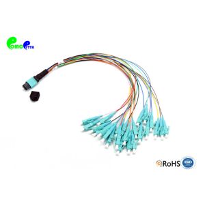 MPO Trunk Cable OM3 24F MPO Male to LC UPC Fanout 0.9mm 50 / 125μm 0.3m Aque