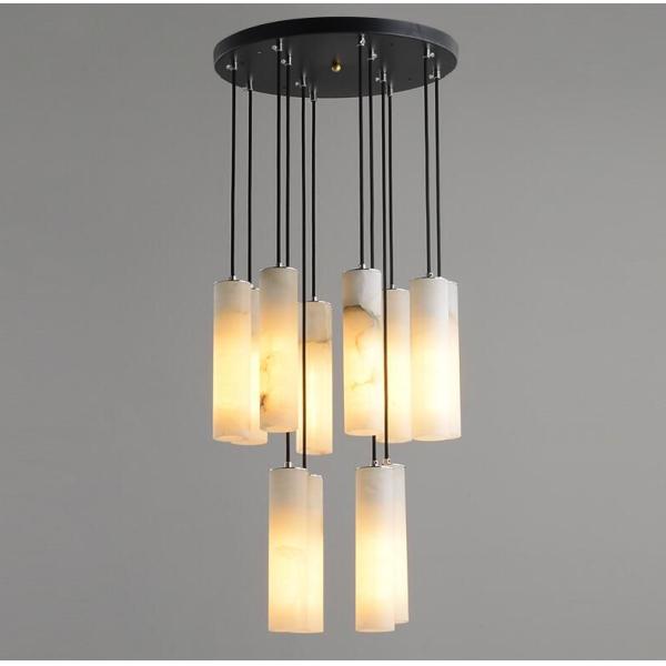 Luxury lighting fixturesArt creative designer alabaster chandelier hotel lobby dining room long strip marble pendant lig