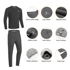 Winter Electric Heated Underwear Set Fleece Thermal Tops Pants Ski Heating Body