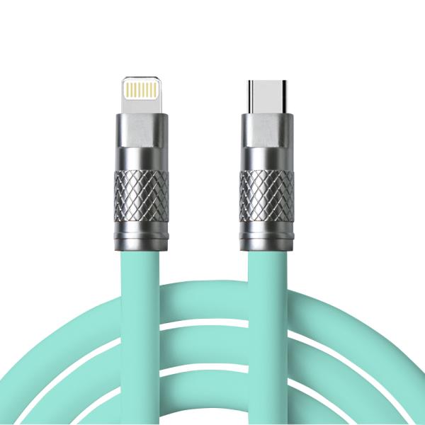 1m Durable Silicone Charging Cable with Zinc Alloy Connectors in Orange/Blue/White/Green CC60W / CL27W 480Mbps Cable