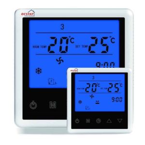 White / Blue Backlight Digital Fan Coil Thermostat Air Conditioning System