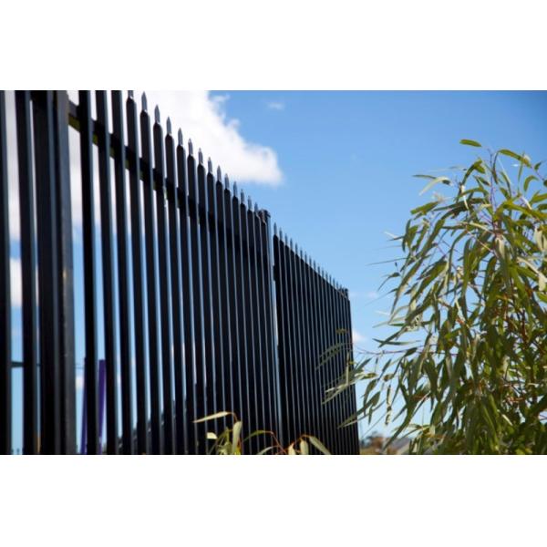 Tubular Garrison Fencing meet AS/NZS 4506-1998 minimum 80 microns layer stain black powder 2100mm x 2400mm SA adelaide