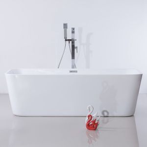 Elegant Rectangular Soaking Acrylic Freestanding Bath With Tub Waste Included