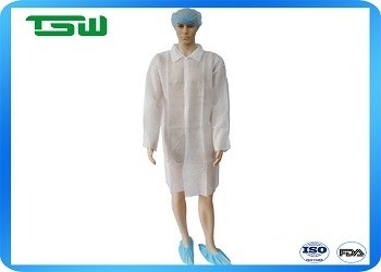Buy White Blue Disposable Laboratory Coats Without Pockets at wholesale prices