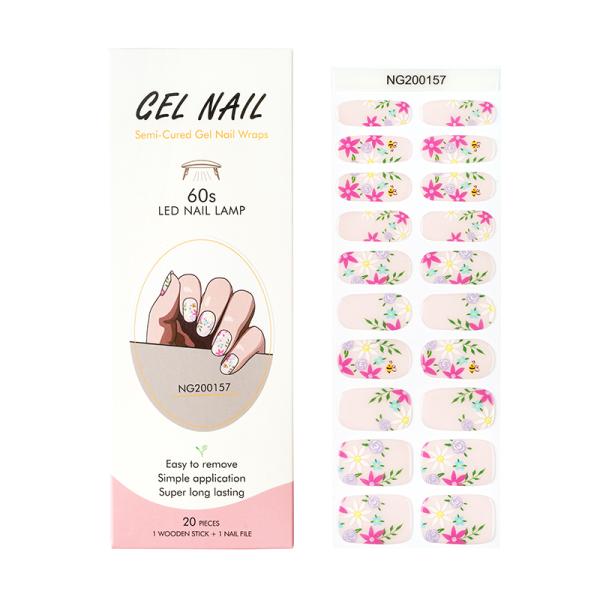 Uv gel Hot Sell Semi Cured Wraps Long Lasting Gel Nail Stickers New Arrival Styles Nail Gel Wraps With Uv Lamp