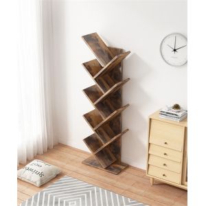 SGS Floor Wooden Tree Shelf Bookcase Corner Black Tree Bookshelf