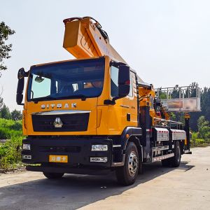 50m working height truck mounted crane with cradle for aerial work platform for