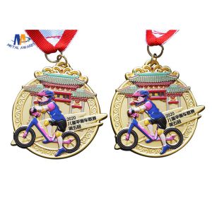 65mm 4MM Children Banlance Bike Medals With Ribbon