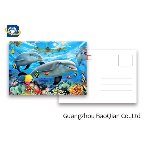Buy Durable Dolphin 3D Lenticular Postcards CMYK UV Offset Printing Cartoon Design at wholesale prices