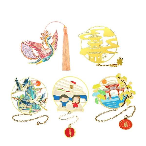 Buy Custom Enamel Tassels Metal Bookmarks Letterpress Printing at wholesale prices