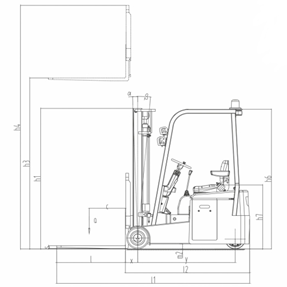 Warehouse 3 Wheel Electric Forklift , Industrial Lift Truck 1500KG Load Capacity