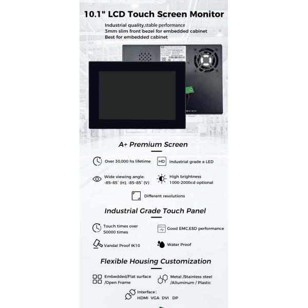 10.1 Inch Capacitive Touch Screen Monitor Bonded Glass Screen Lcd For Android Pos Terminal Kiosk