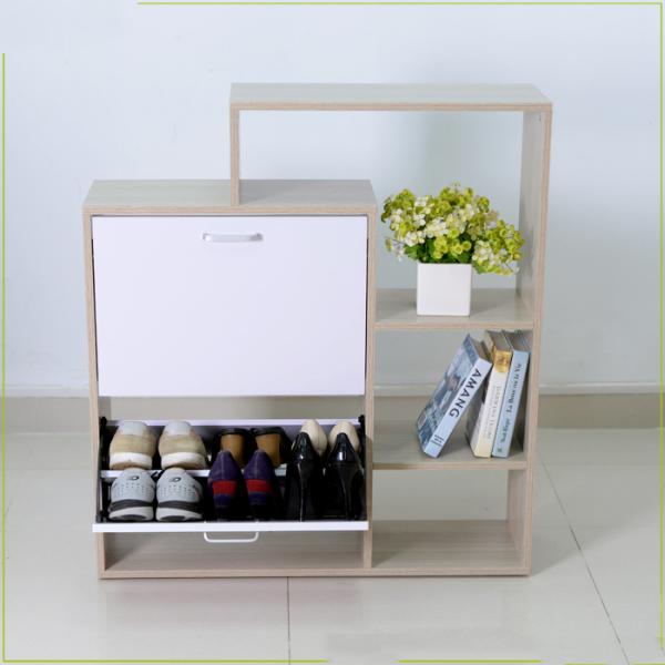 KD package Drawable 93cm Oak Wooden Shoe Rack Cabinet