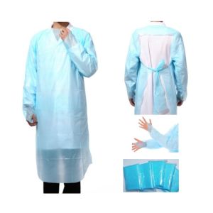 Quality Blue Waterproof Plastic CPE Non Woven Disposable Apron / CPE Gown for sale