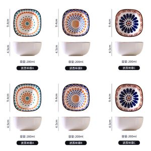 BSCI Ceramic Plates Dinnerware Sets Bowl With Decal Dishes