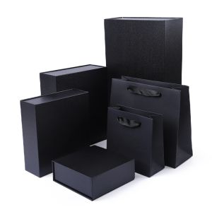 Paper jewelry Gift Box Packaging Eco Friendly Cardboard black Magnetic Jewelry