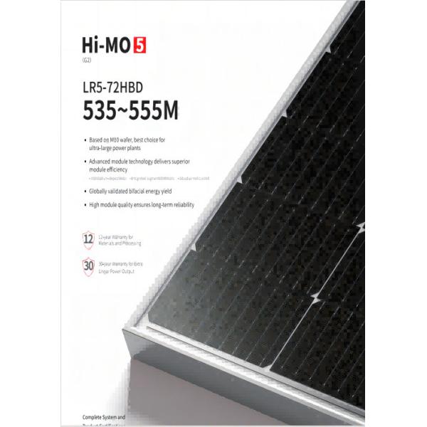 Bifacial LONGi PV Modules Half Cut Longi Solar 555W 535W 540W 545W 550W