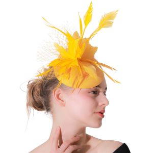 Dyed Sinamay Base and Feather Fascinator Hat for Wedding Occasion