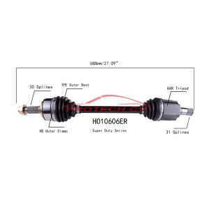 HO10606ER CV Axle Shaft Assembly Acura 3.0L Front Left Cv Axle Heavy Duty Clamp