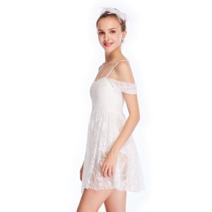 Pure White Dance Competition Costumes Backless Necklace Sweetheart Dance Dresses