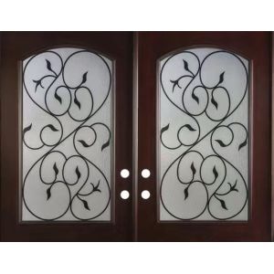 China 10x10 MM Wrought Iron Glass 25.4mm And Glass Entry Doors Triple Glazed on sale