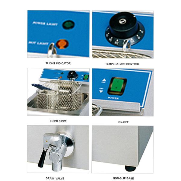 Electric Deep Fryer , Chicken Frying Machine with Drain Valve