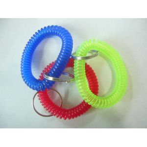 Quality Economical plastic spring wristband coil tether with split key ring as promotional gifts for sale