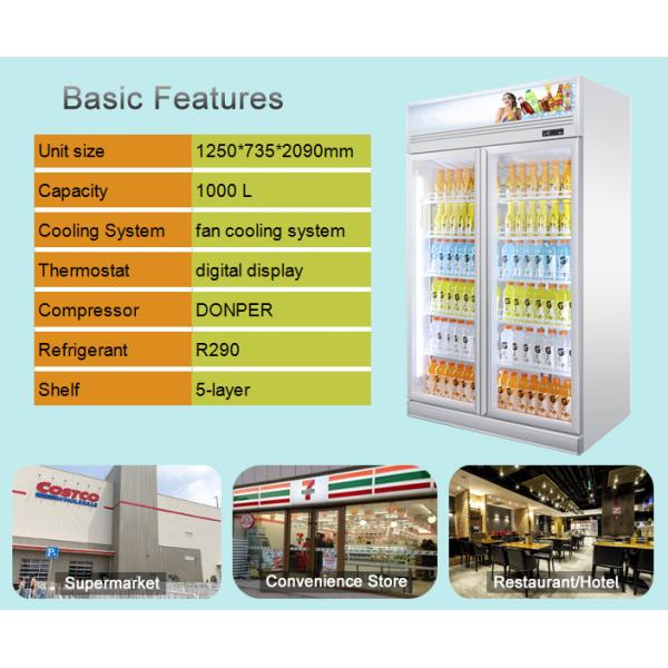 Upright Supermarket Refrigerated Showcase Glass Door Beer Beverage Cooler Refrigerator Chiller