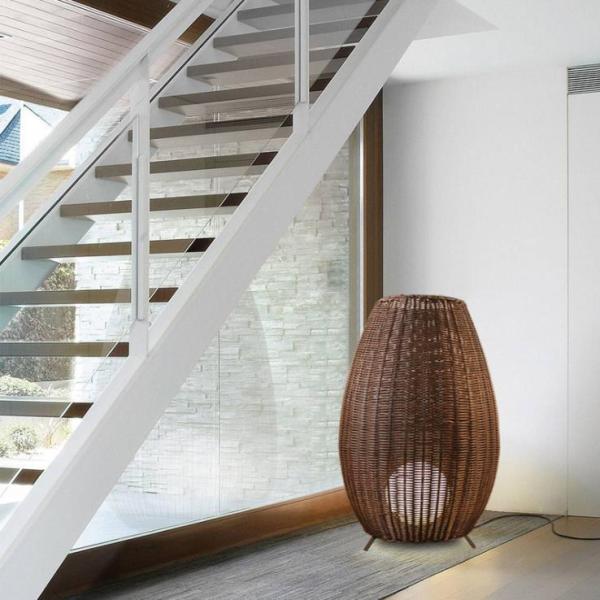 Customized Luxurious Rattan Floor Lamp , Indoor Creative Wicker Floor Light