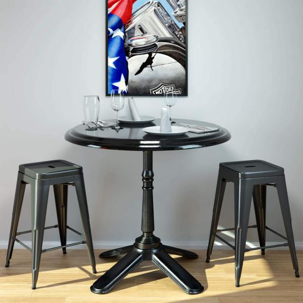 26 Inches Height Bar Stools Industrial Kitchen Stools Backless Black Metal Stackable Side