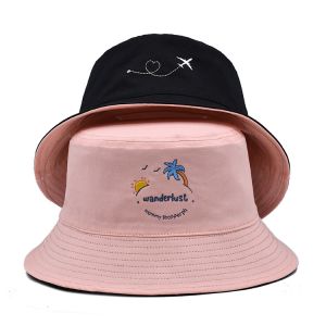 Double sided Bucket hat travel custom logo activity embroidered sunshade